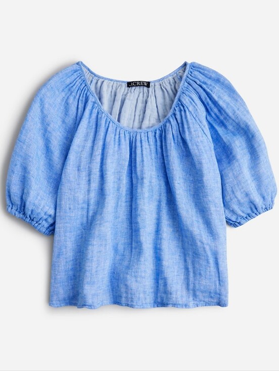 J. Crew Tops - J. Crew Swingy Puff-Sleeve Top in Cotton-Linen Blend Gauze- XL